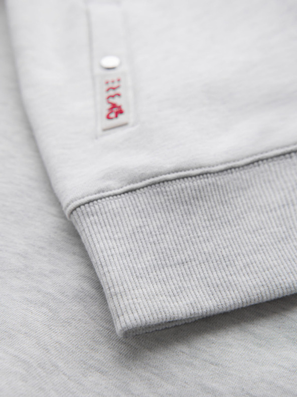 Ombre Clothing Férfi pulóver magas gallérral és csíkokkal - szürke melange