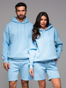 Ombre Clothing Unisex kapucnis pulóver zsebbel - kék