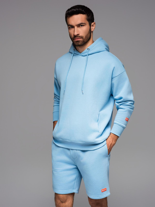 Ombre Clothing Unisex kapucnis pulóver zsebbel - kék