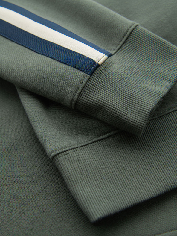 Ombre Clothing Férfi pulóver magas gallérral és csíkokkal - olíva