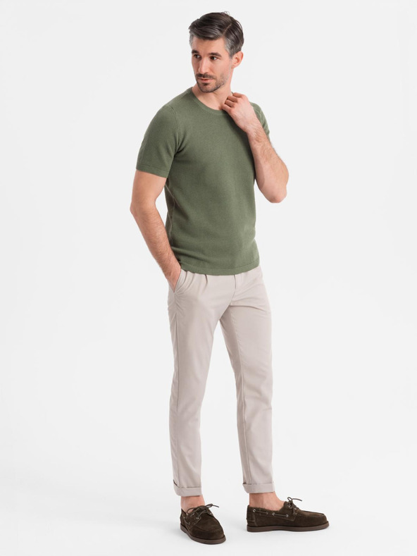 Ombre Clothing Khaki pamut póló finom textúrával