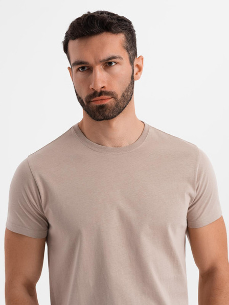 Ombre Clothing Férfi klasszikus pamut póló BASIC - homokszínű
