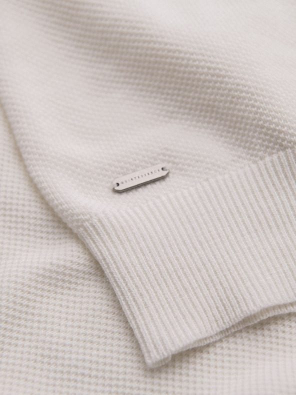 Ombre Clothing Férfi pamut polo póló strukturált kötésből - fehér