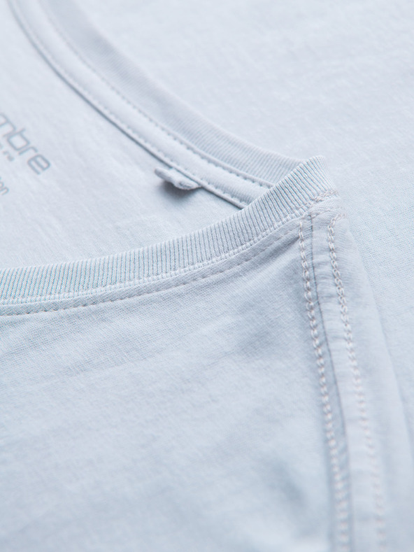 Ombre Clothing Férfi klasszikus pamut póló BASIC V-nyakkal - világosszürke