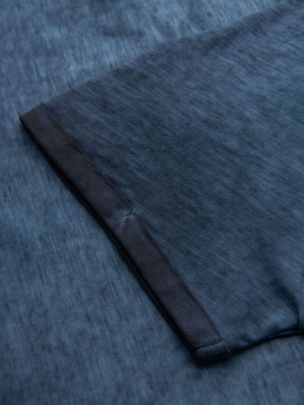 Ombre Clothing Férfi V-nyakú, mosott hatású pamut póló - sötétkék