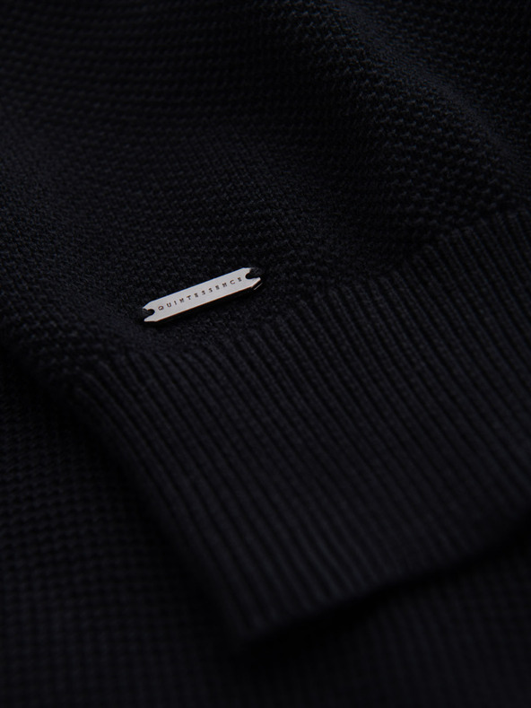 Ombre Clothing Férfi strukturált kötött pamut póló - fekete