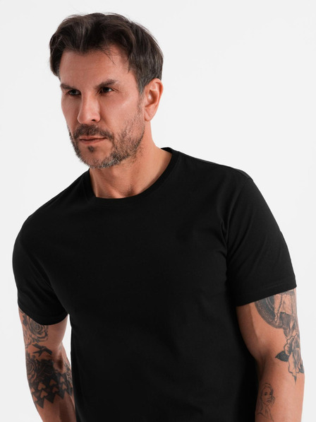 Ombre Clothing BASIC férfi klasszikus pamut póló - fekete