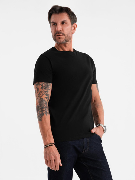 Ombre Clothing BASIC férfi klasszikus pamut póló - fekete