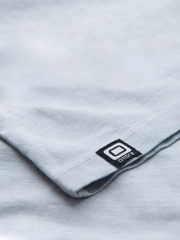 Ombre Clothing Férfi V-nyakú, mosott hatású pamut póló - szürke
