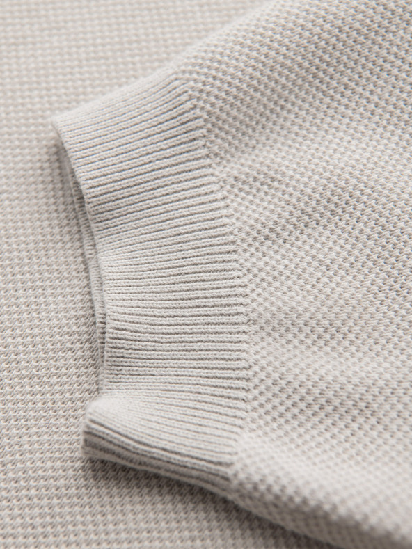 Ombre Clothing Férfi strukturált kötött pamut póló - bézs