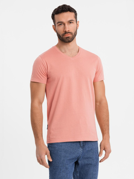 Ombre Clothing BASIC férfi klasszikus pamut póló - rózsaszín
