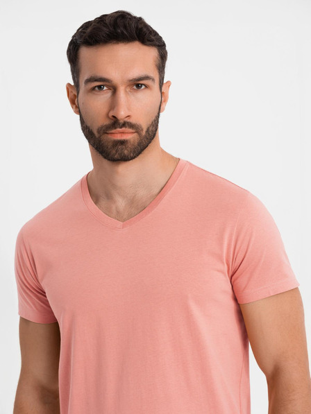 Ombre Clothing BASIC férfi klasszikus pamut póló - rózsaszín