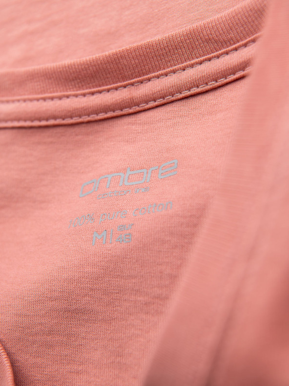 Ombre Clothing BASIC férfi klasszikus pamut póló - rózsaszín