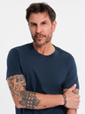 Ombre Clothing BASIC férfi klasszikus pamut póló - sötétkék