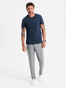 Ombre Clothing BASIC férfi klasszikus pamut póló - sötétkék