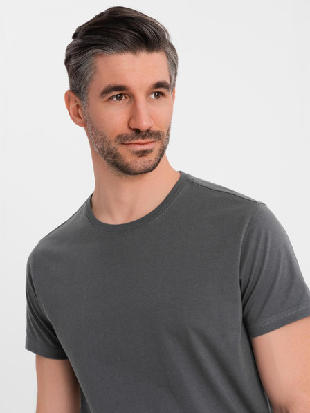 Ombre Clothing BASIC férfi klasszikus pamut póló - szürke