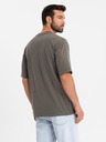 Ombre Clothing Férfi pamut LOOSE FIT kerek nyakú póló - sötét olíva