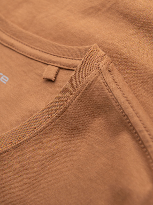 Ombre Clothing BASIC férfi klasszikus V-nyakú pamut póló - barna