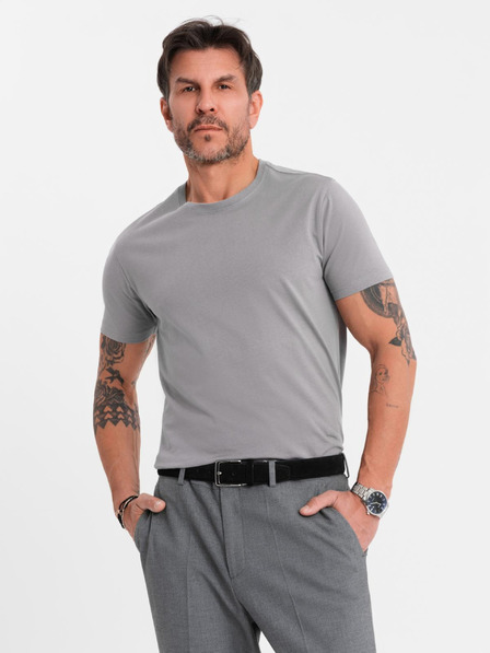 Ombre Clothing BASIC férfi klasszikus pamut póló - szürke