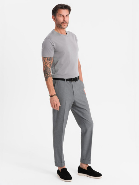 Ombre Clothing BASIC férfi klasszikus pamut póló - szürke