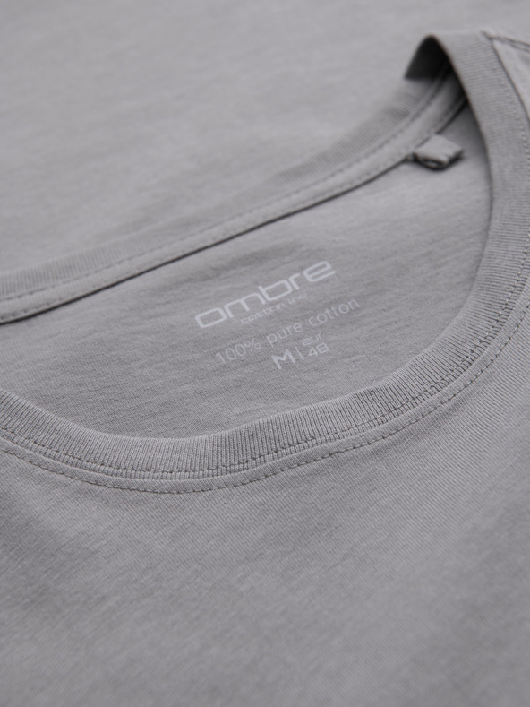 Ombre Clothing BASIC férfi klasszikus pamut póló - szürke