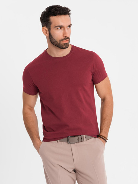 Ombre Clothing BASIC férfi klasszikus pamut póló - bordó