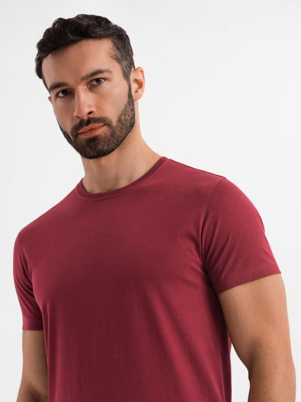 Ombre Clothing BASIC férfi klasszikus pamut póló - bordó