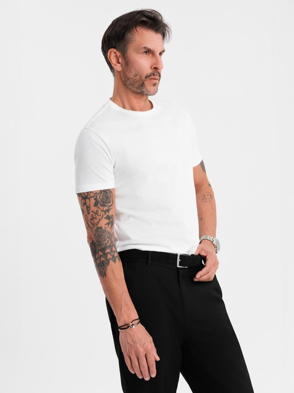 Ombre Clothing BASIC férfi klasszikus pamut póló - fehér