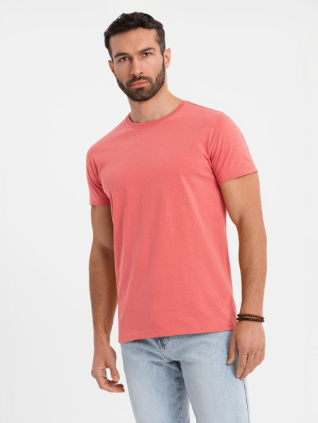 Ombre Clothing BASIC férfi klasszikus pamut póló - korall