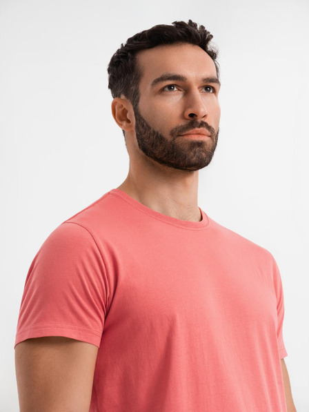 Ombre Clothing BASIC férfi klasszikus pamut póló - korall