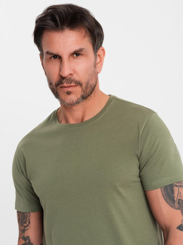 Ombre Clothing BASIC férfi klasszikus pamut póló - khaki