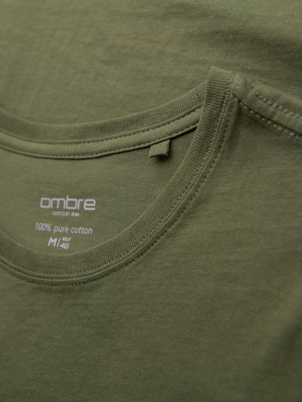 Ombre Clothing BASIC férfi klasszikus pamut póló - khaki