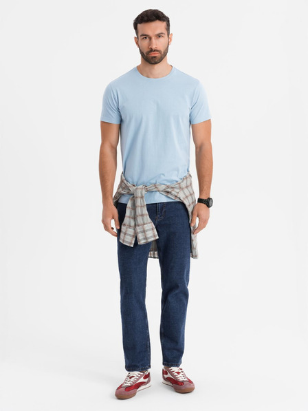 Ombre Clothing BASIC férfi klasszikus pamut póló - világoskék