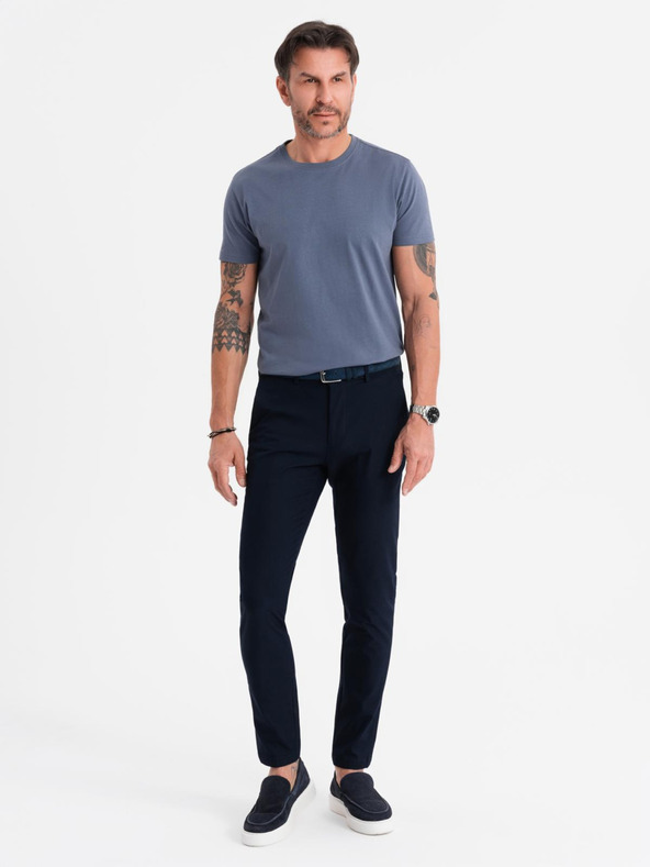 Ombre Clothing BASIC férfi klasszikus pamut póló - farmer kék