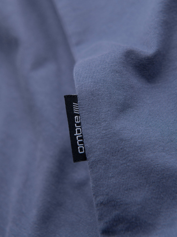 Ombre Clothing BASIC férfi klasszikus pamut póló - farmer kék