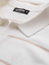 Ombre Clothing Férfi hosszú ujjú, vízszintes csíkos viszkóz póló - fehér és bézs