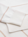 Ombre Clothing Férfi hosszú ujjú, vízszintes csíkos viszkóz póló - fehér és bézs