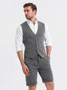 Ombre Clothing Elegáns férfi szett mellény + rövidnadrág - grafitszürke