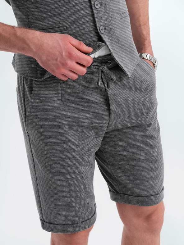 Ombre Clothing Elegáns férfi szett mellény + rövidnadrág - grafitszürke