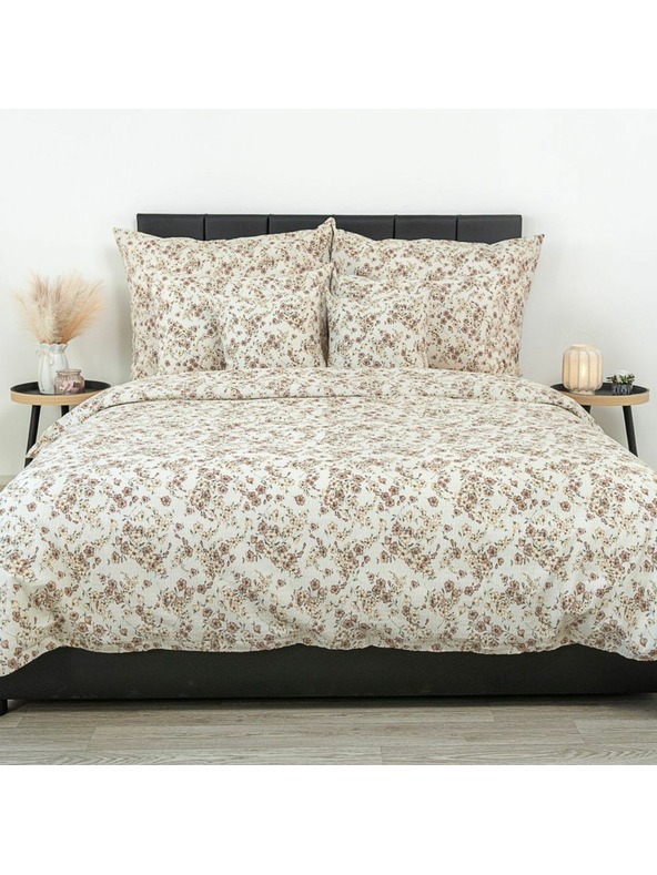 Kvalitex Francia krepp ágynemű 240x200, 70x90cm Virágok bézs