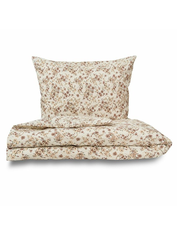 Kvalitex Francia krepp ágynemű 240x200, 70x90cm Virágok bézs