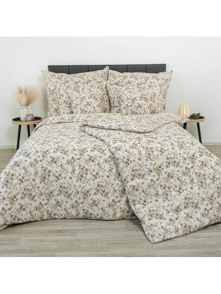 Kvalitex Hosszabbított krepp ágynemű 140x220, 70x90cm Virágok bézs