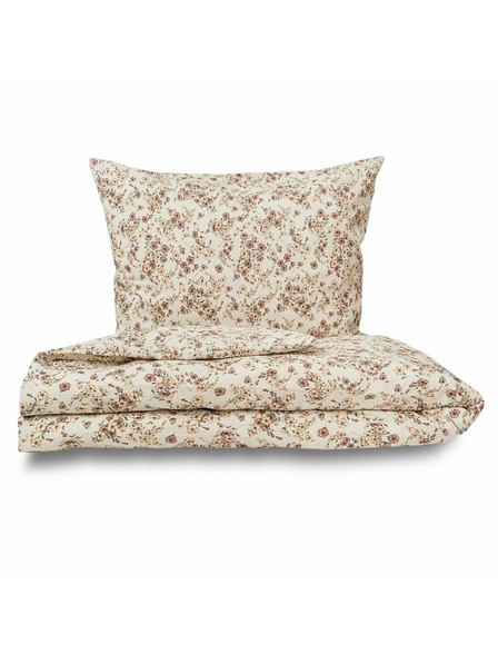 Kvalitex Hosszabbított krepp ágynemű 140x220, 70x90cm Virágok bézs