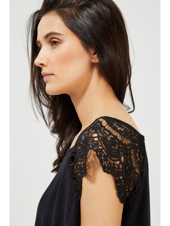 Moodo Fekete top díszes ujjakkal