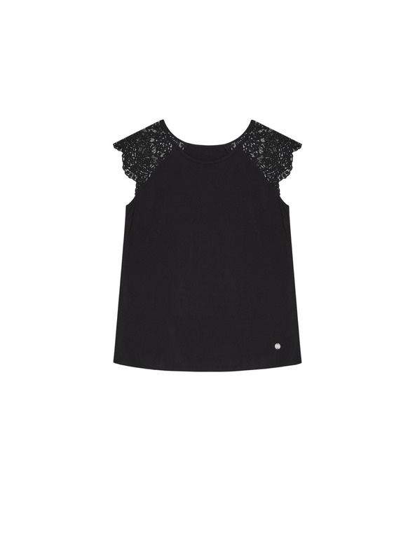 Moodo Fekete top díszes ujjakkal