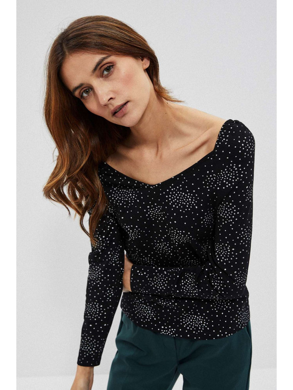 Moodo Fekete mintás pamut póló