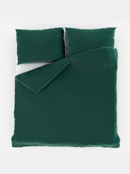 Kvalitex Francia szatén ágynemű csíkokkal 1+2, 220x200, 70x90cm DARK GREEN