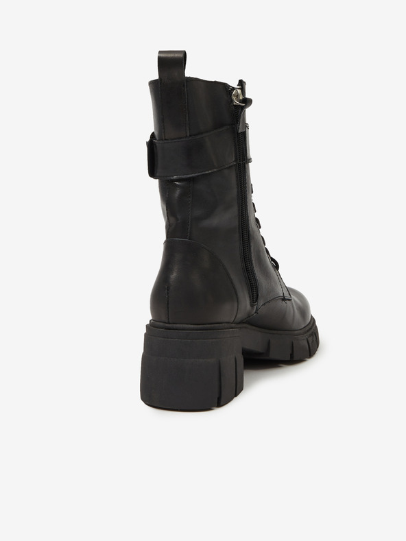 Ojju Fekete női bőr bokacsizma OJJU