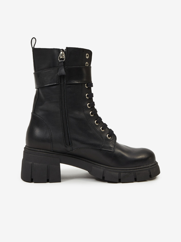 Ojju Fekete női bőr bokacsizma OJJU