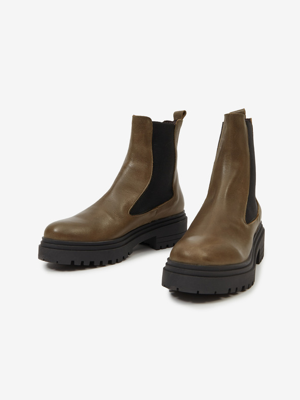 Ojju Khaki női bőr bokacsizma OJJU